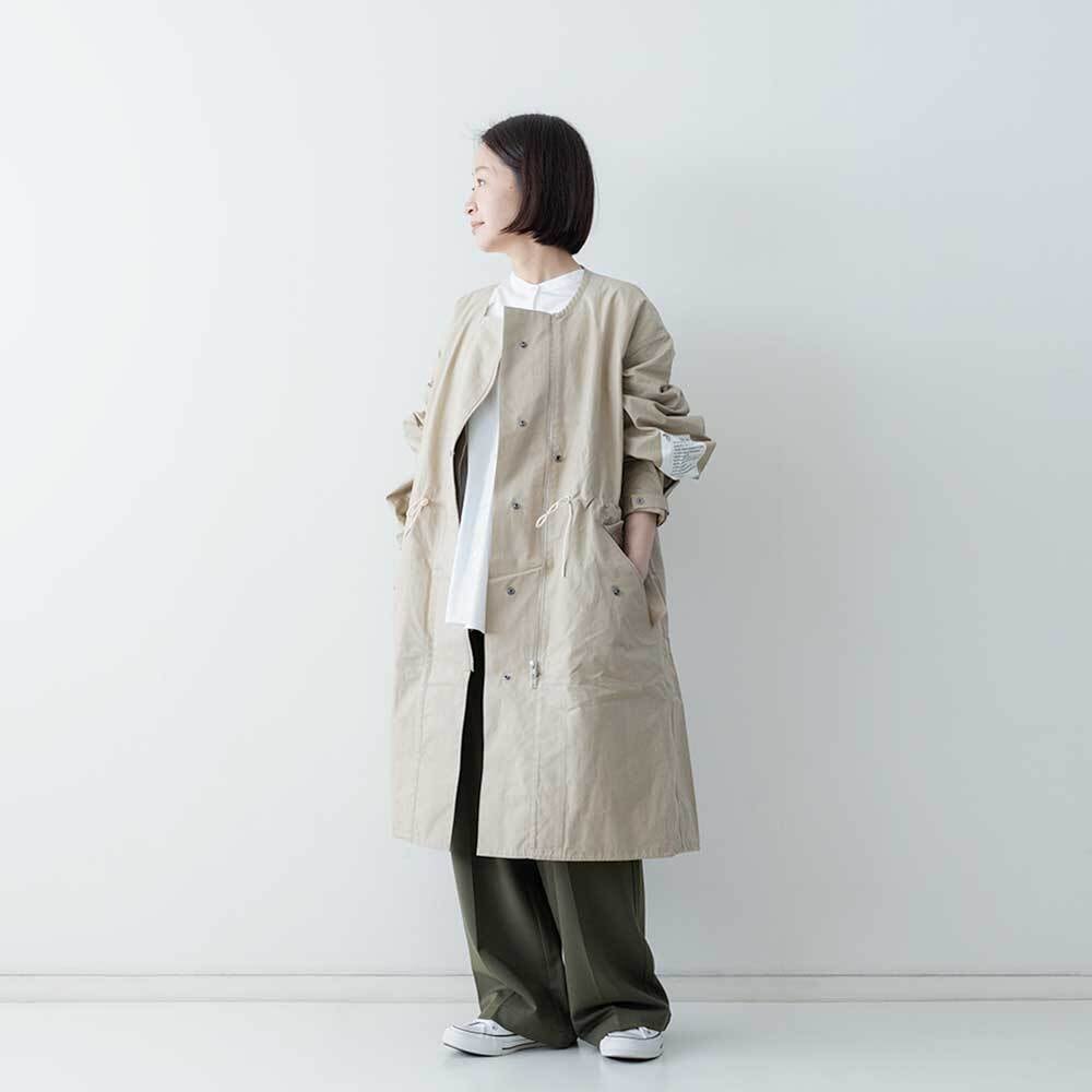 BLANC basque コットンリップストップノーカラーモッズコート