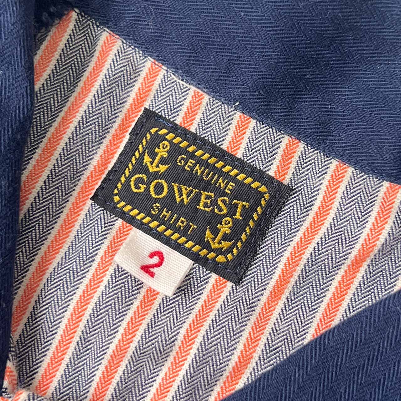 GENUINE GOWEST ゴーウエスト ストライプ 猫目ボタン 比翼 半袖 ワークシャツ 2/マルチ メンズ