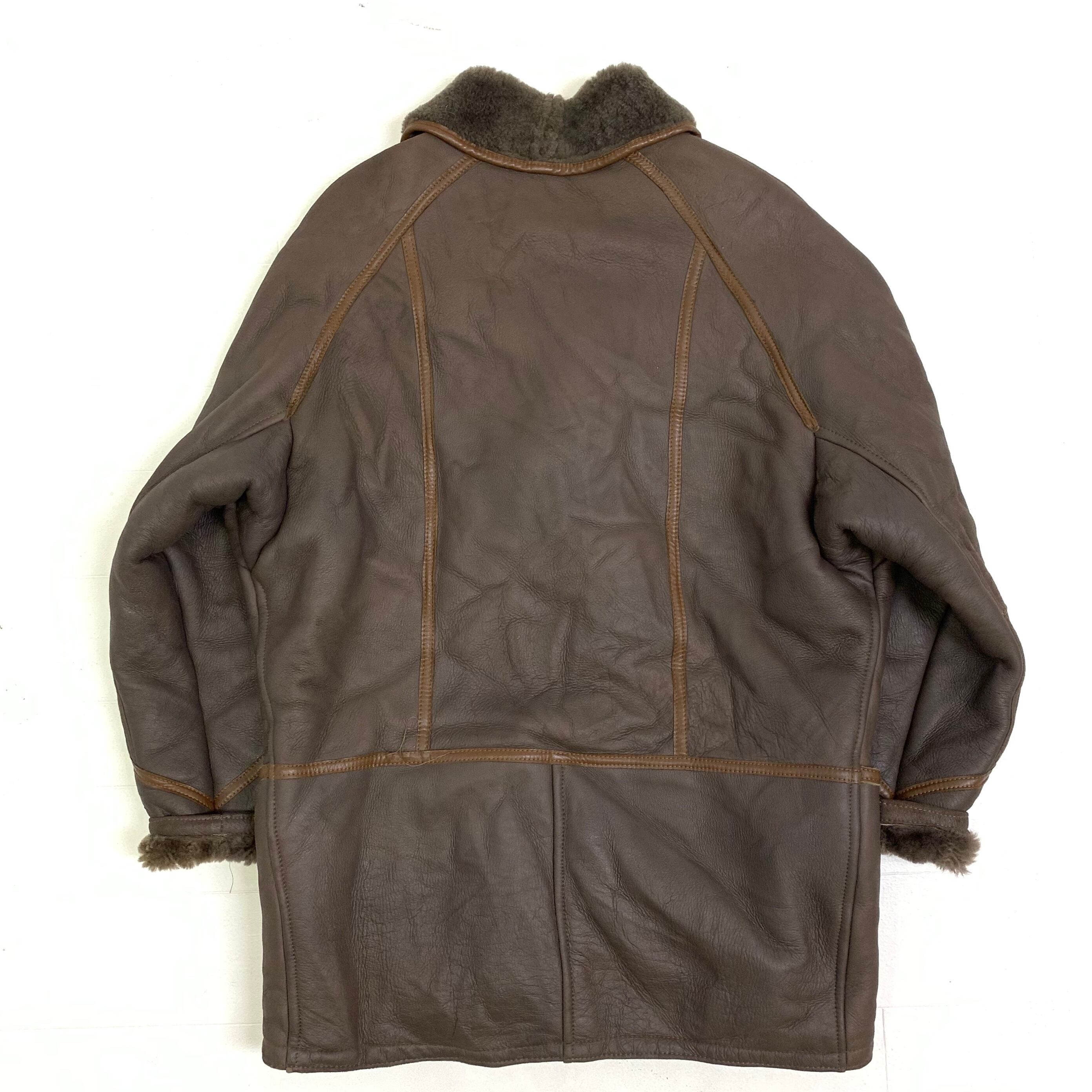 0372 / shawl collar mouton jacket ブラウン ムートンジャケット