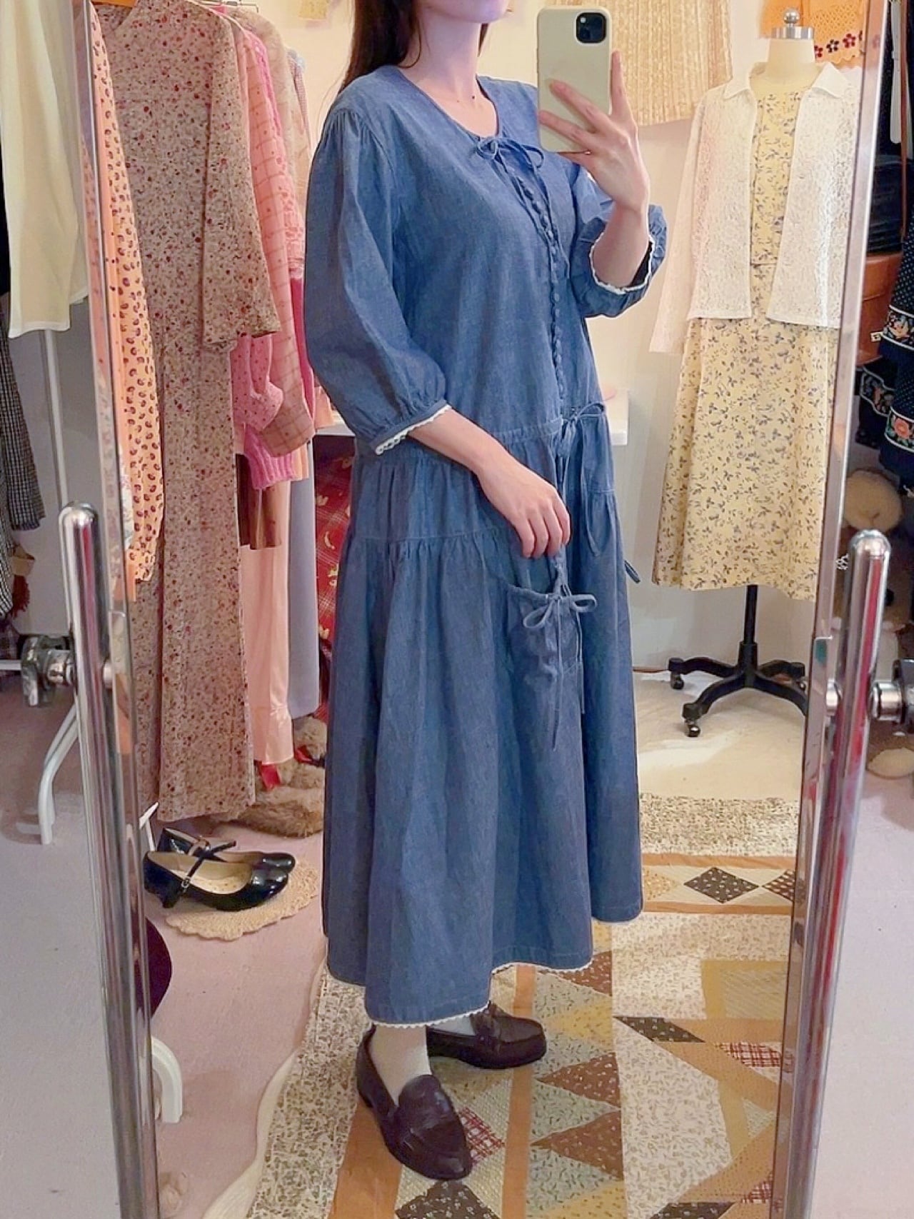 PINKHOUSE / dungaree ribbon gather one-piece