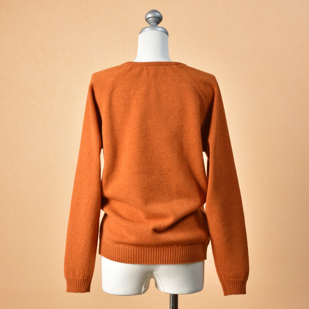 William Lockie ウイリアムロッキー ラムウールラグランプリントセーター "HIHALANDS ISLANDS"・オレンジ【送料無料】