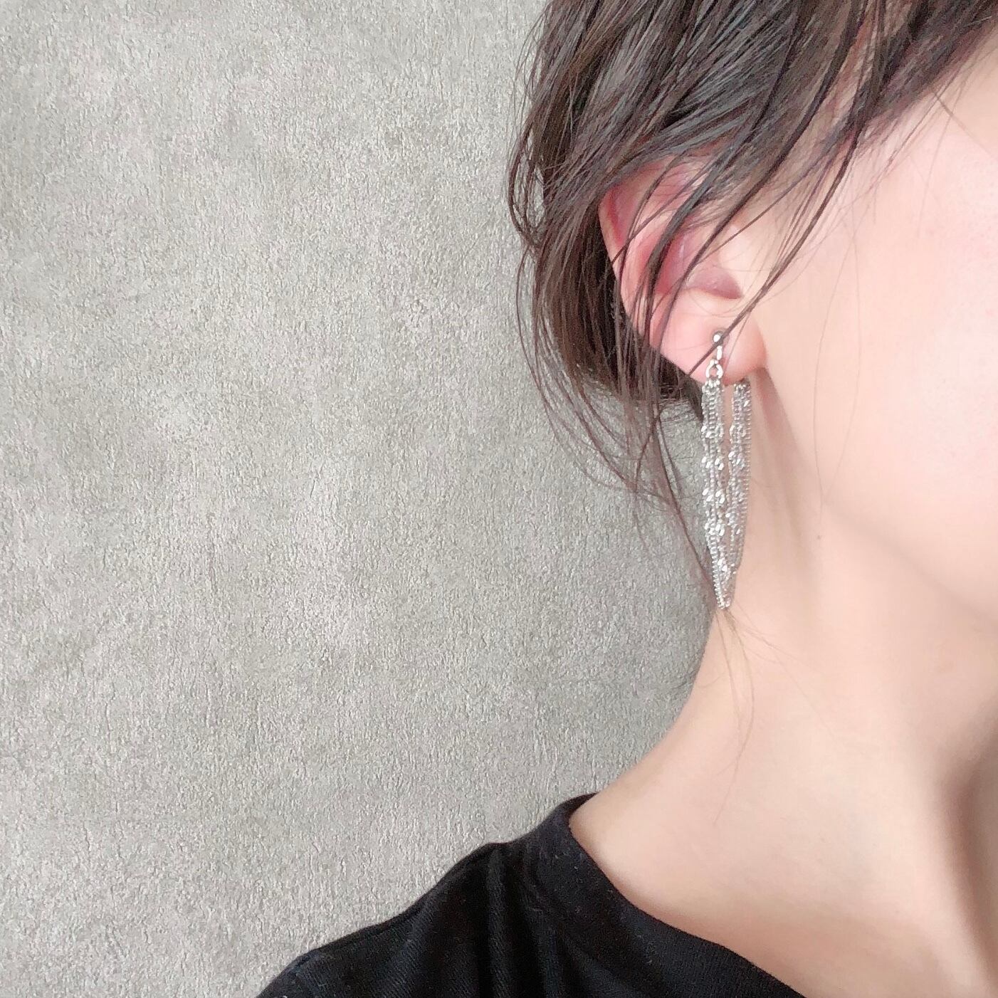 ダブルチェーンフープピアス イヤリング シルバー Muku