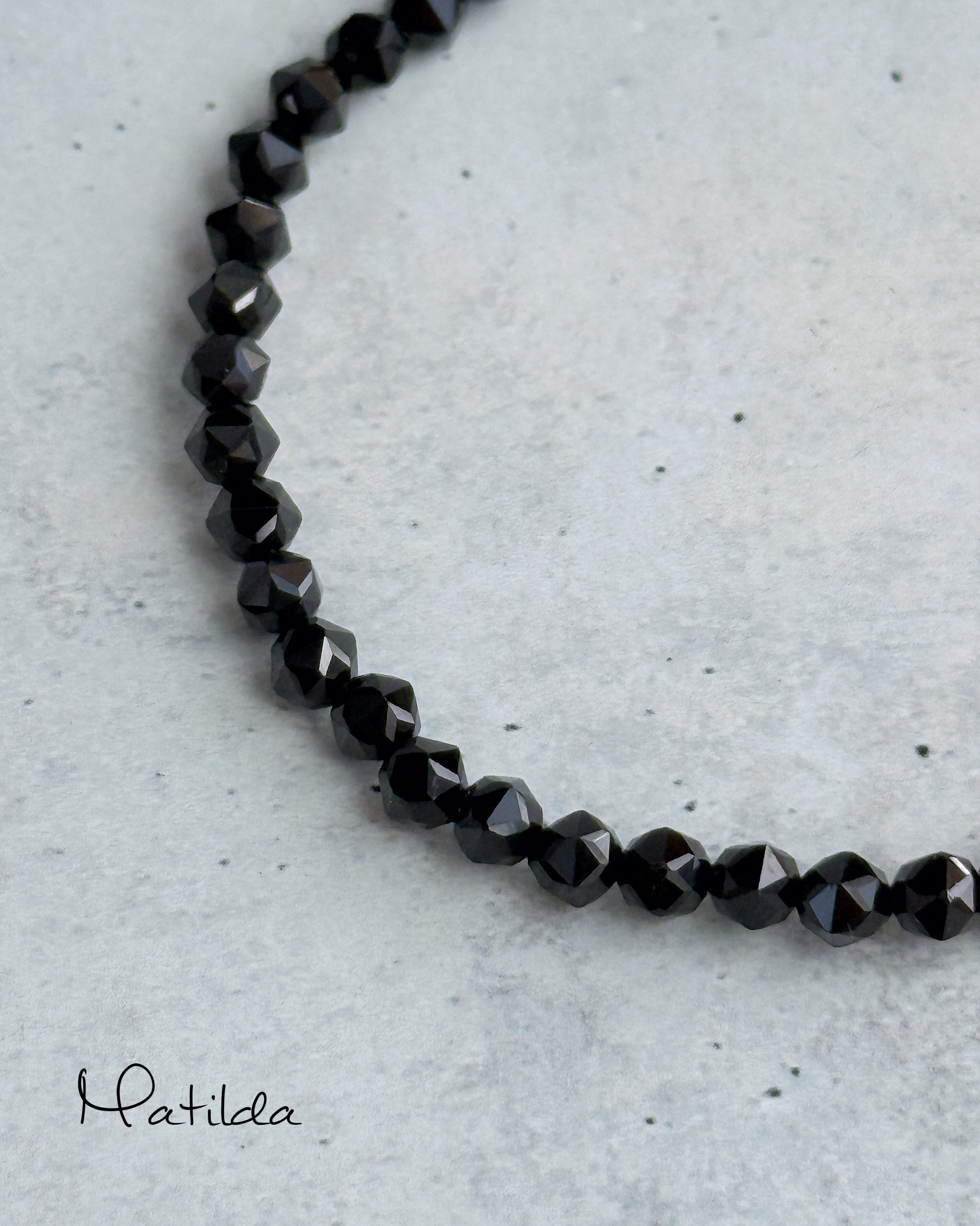 Tube & stone bracelet(ブラックスピネル)