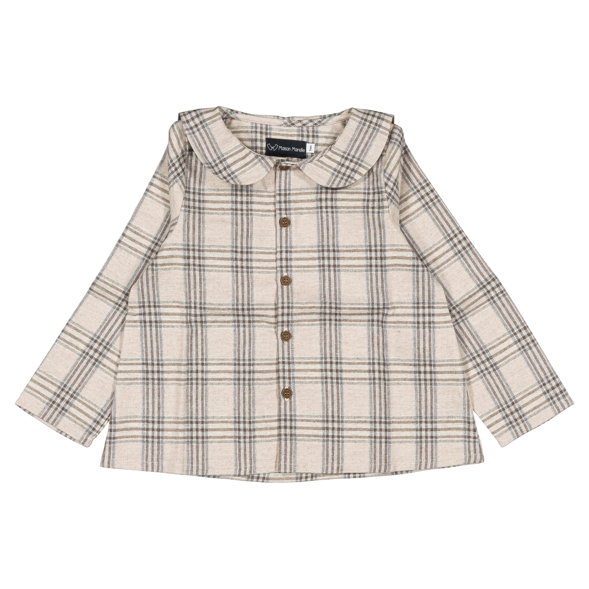 【予約・特典あり】Maison Marelle / Shirt MONCEAU - beige tartan / 12m~5Y