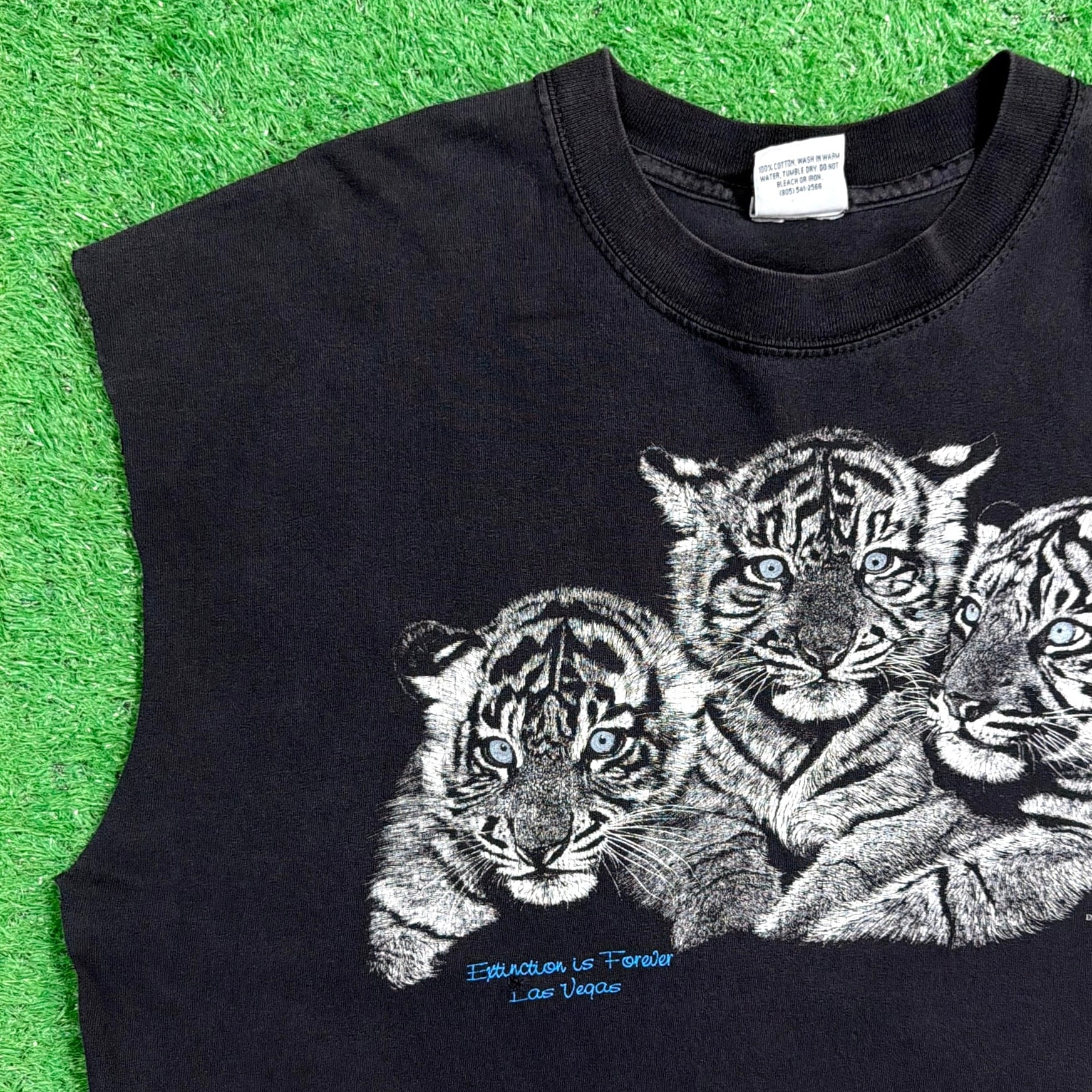 Men's】 90s ホワイトタイガー イラスト カットオフ Tシャツ