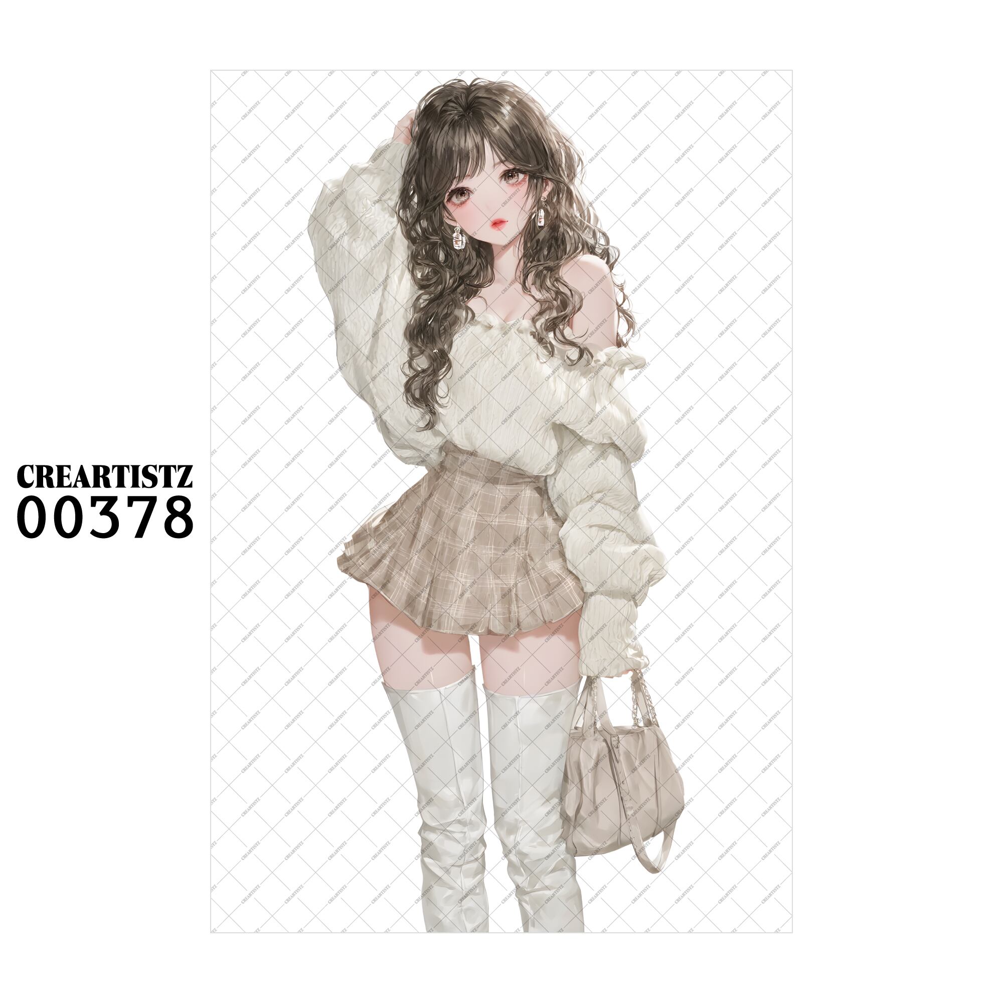 00378 ガール キュート オリジナル ペーパー/ステッカー 4枚セット CREARTISTZ