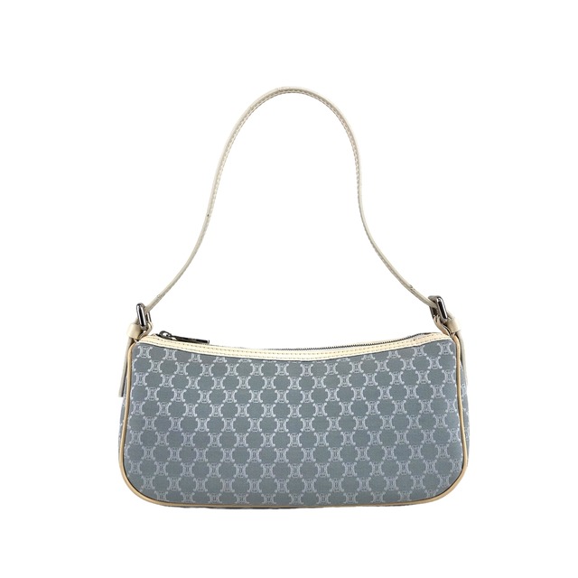CELINE セリーヌ マカダム ショルダーバッグ 水色 ジャガード ミニバッグ ホーボーバッグ vintage ヴィンテージ オールド c2caxc