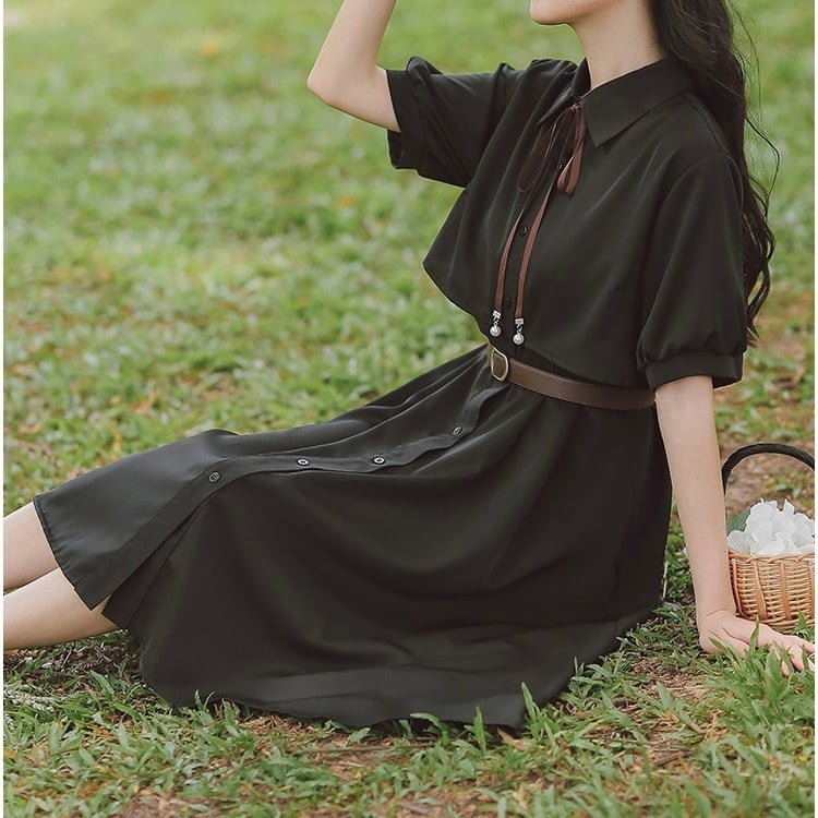フレンチレトロ♡ハイウエストボウタイリボンワンピース F0783 フレンチレトロ♡ハイウエストボウタイリボンワンピース F0783