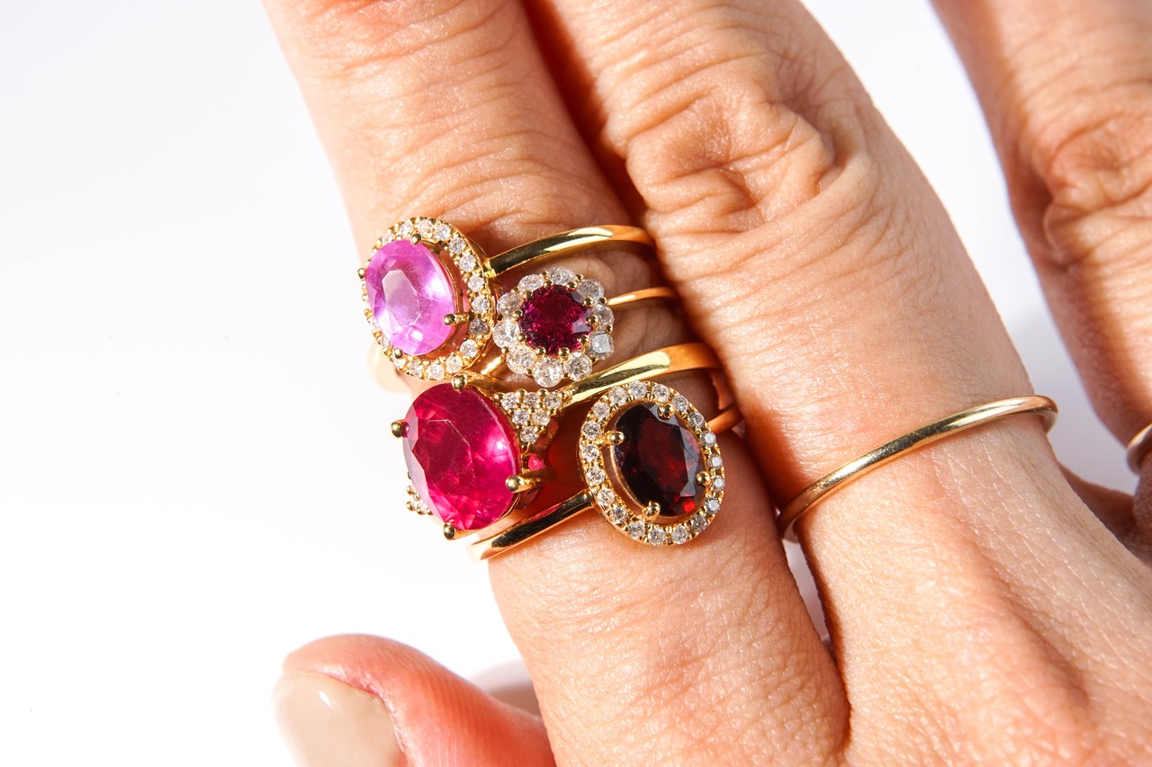 【K18 / 14号】ルビー x ダイヤモンド リング