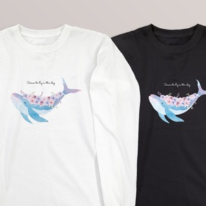 送料無料 花とクジラの定番ロンT・長袖Tシャツ 110-3XL 大きいサイズ・小さいサイズ