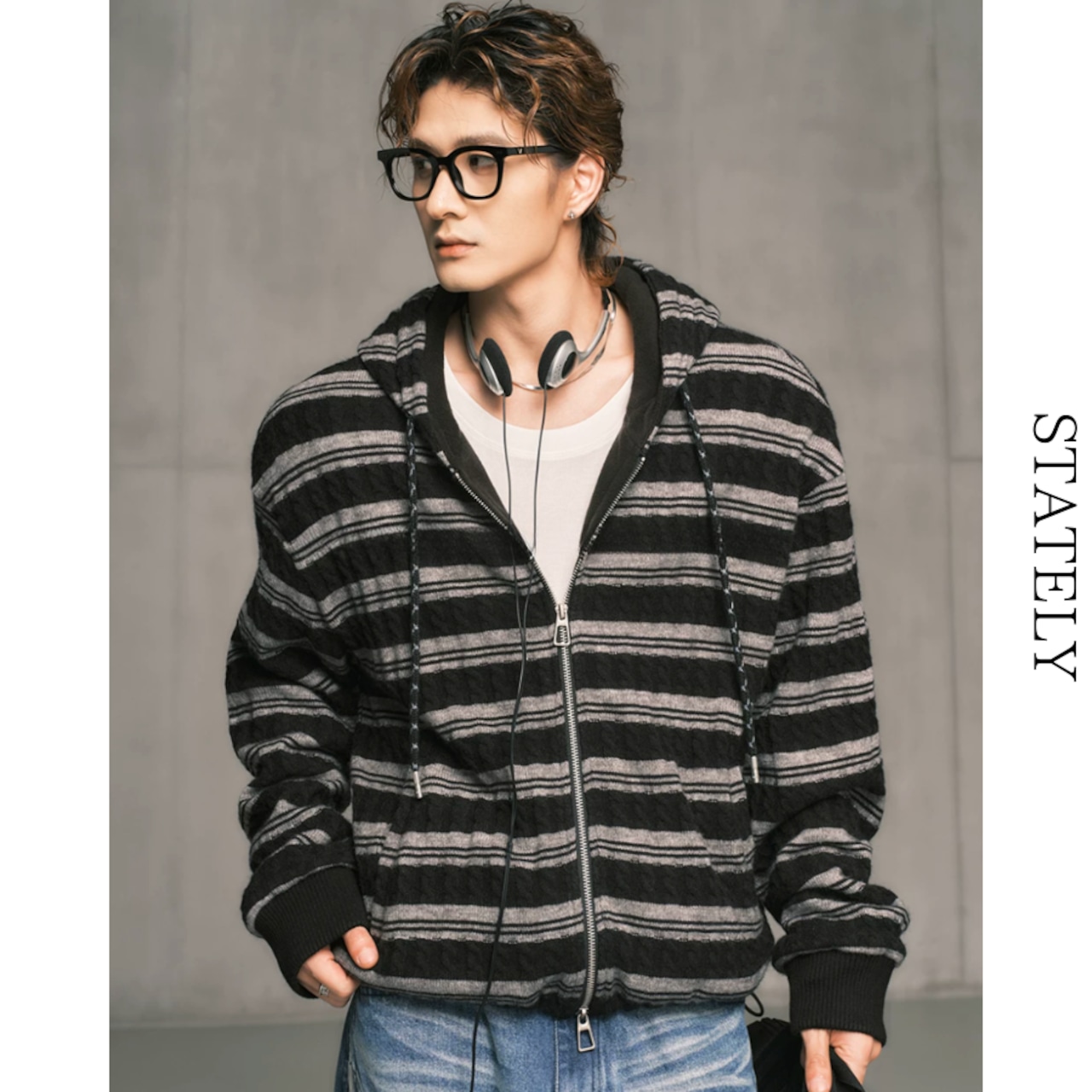 Cable Stripe ジップアップフーディー/4color__T09・画像9