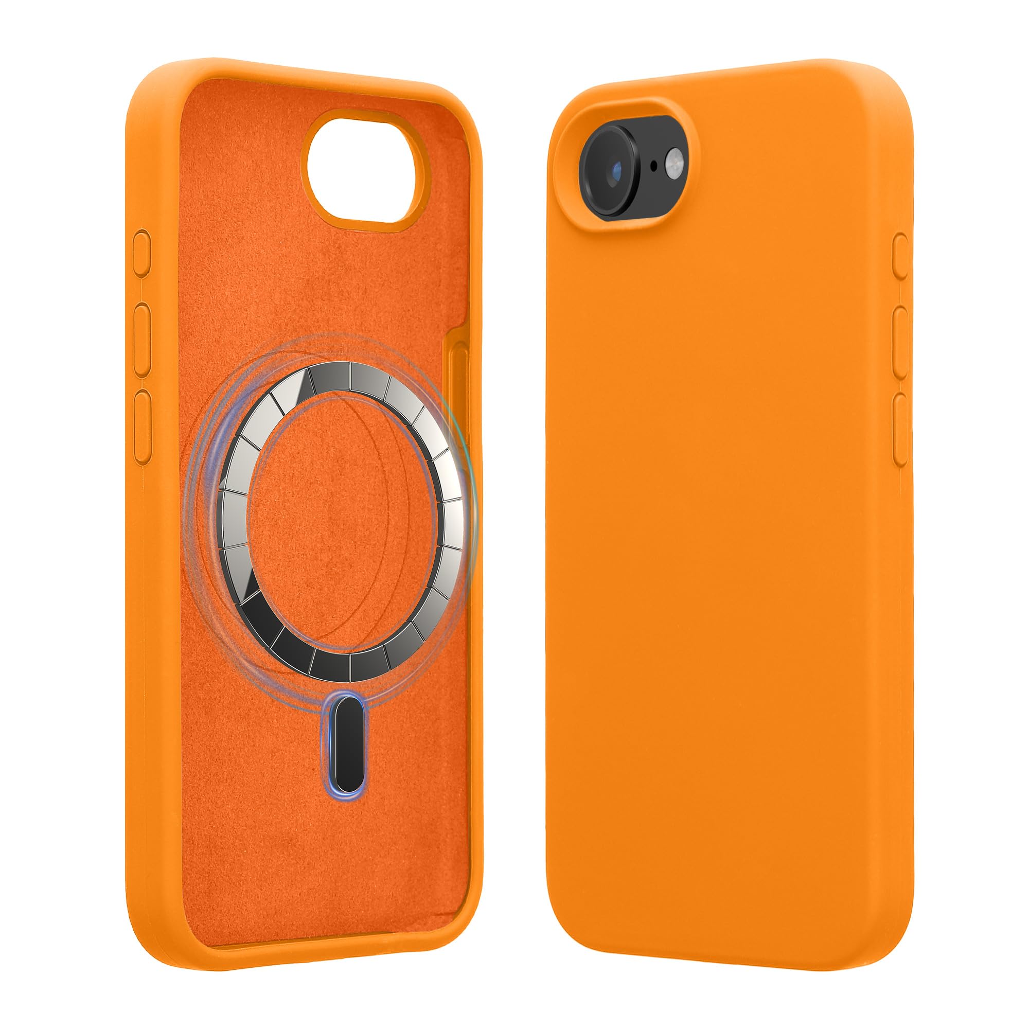 kwmobile Apple iPhone 17e / iPhone 16e対応 ケース - MagSafe対応 マグネット カバー ソフト TPUケース 耐衝撃 - フルーティー オレンジ