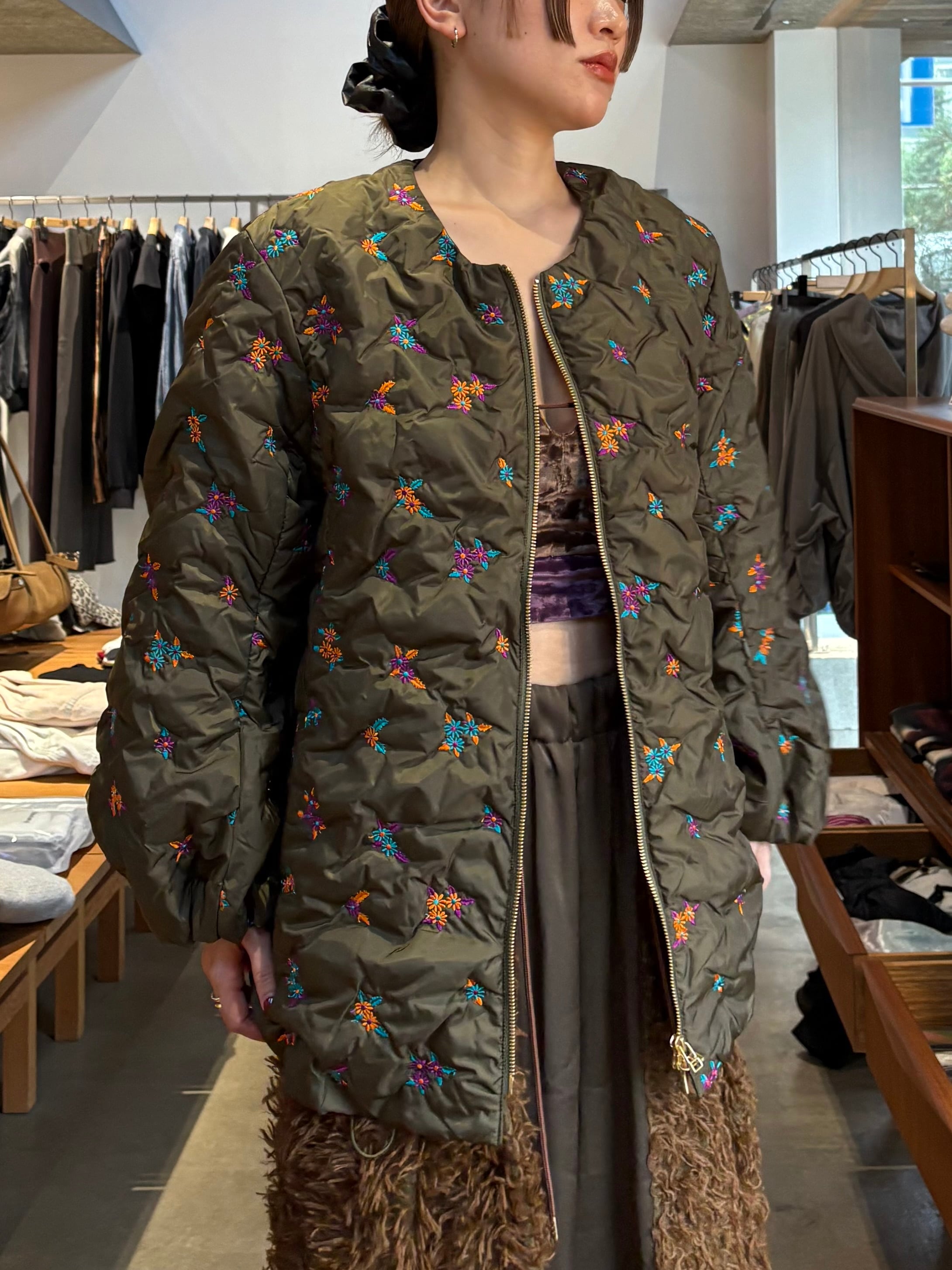 た*こ様 Mame kurogouchi 26ss Flight Jacket 26SS】Mame Kurogouchi マメ クロゴウチ / Nylon Twill 3D Embroidery