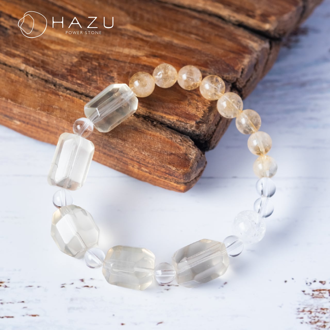 レモン シトリン デンドリティッククォーツ ハート 大玉 ブレスレット