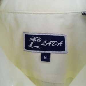 LADA　キューバシャツ　開襟　半袖　刺繍　ペールイエロー　4つポケ　M