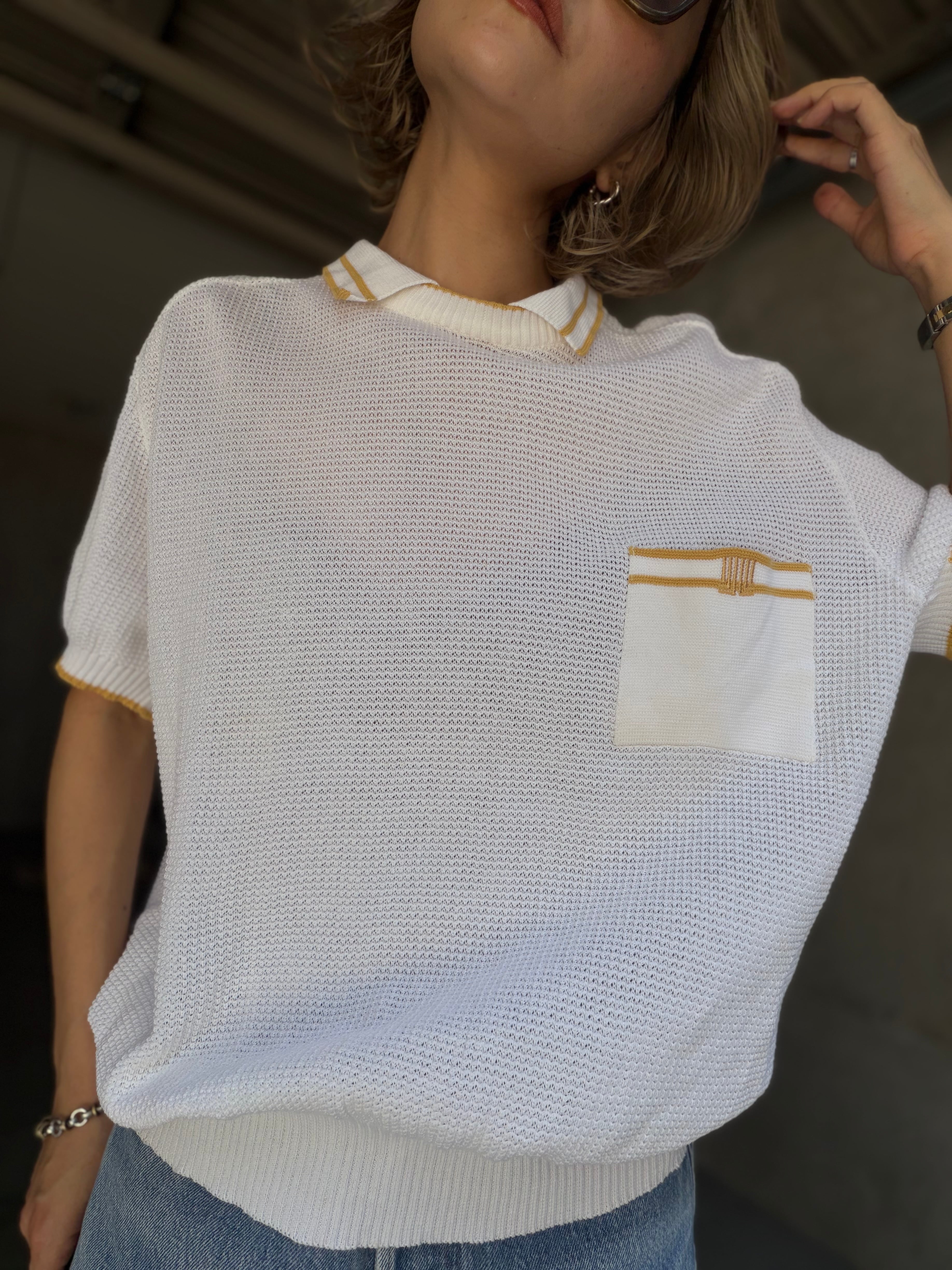 (CS2407)90‘s LANVIN collared cotton knit made in Italy