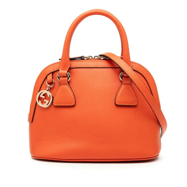 グッチ インターロッキングG ハンドバッグ ショルダーバッグ 2WAY 449661 オレンジ レザー レディース GUCCI 【中古】