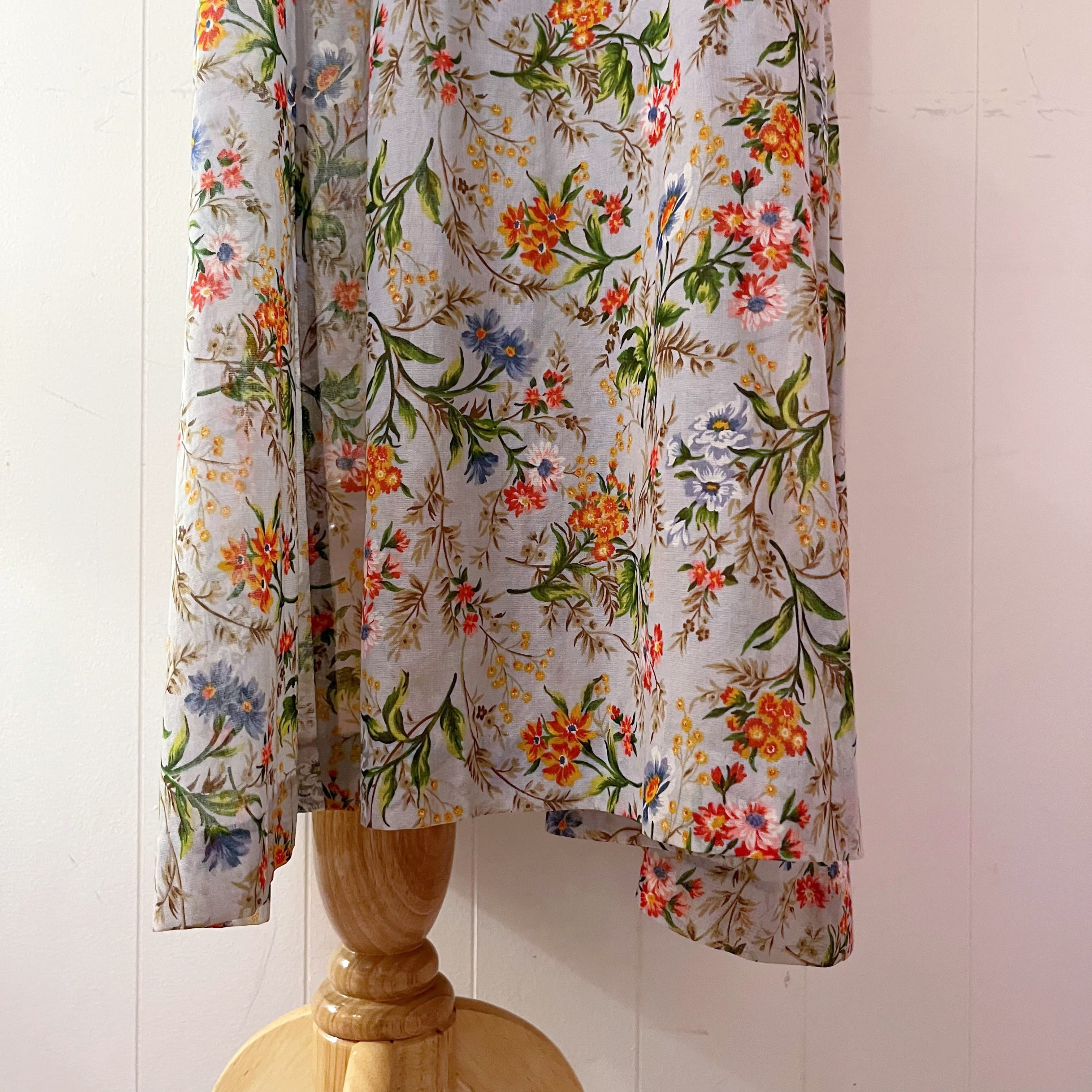 botanical flower light blue one-piece