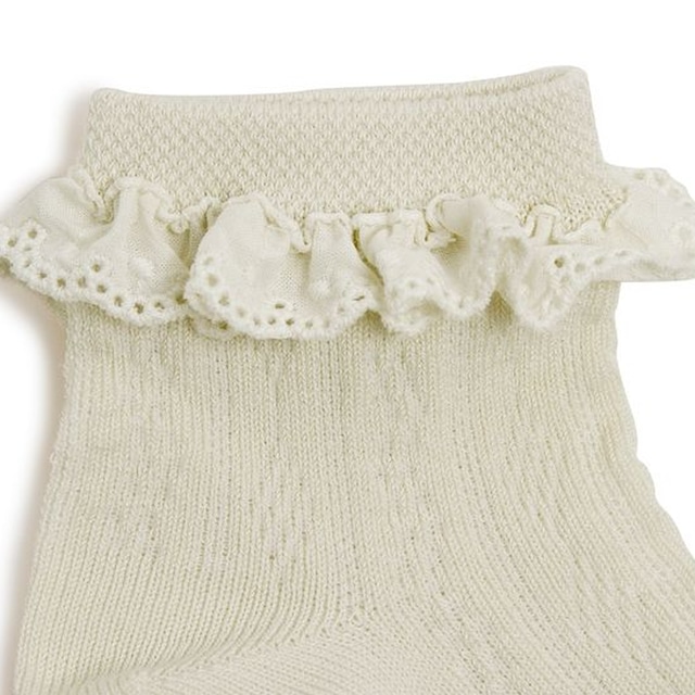 Collegien - Marie-Antoinette Lightweight Pointelle Socks with Broderie Anglaise / Doux Agneaux