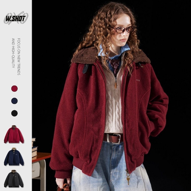 【暖かさUP】ストリート ラペル ムートンコート 中綿ジャケット T1973 【暖かさUP】ストリート ラペル ムートンコート 中綿ジャケット T1973