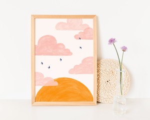 【アートポスター】Dreamy with pink clouds Art print｜A4サイズ