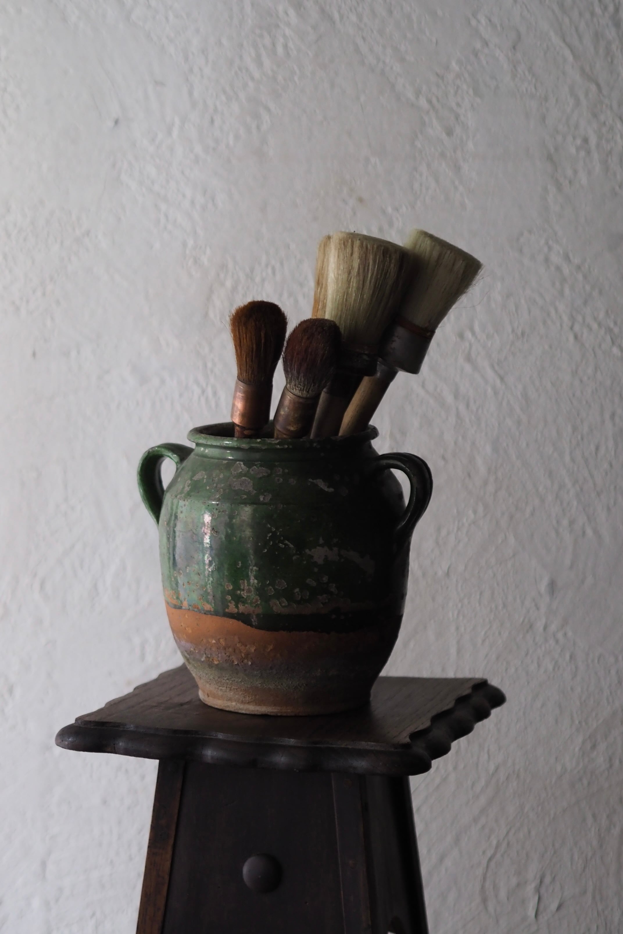 緑釉のコンフィポット-antique pottery pot | アンティーク