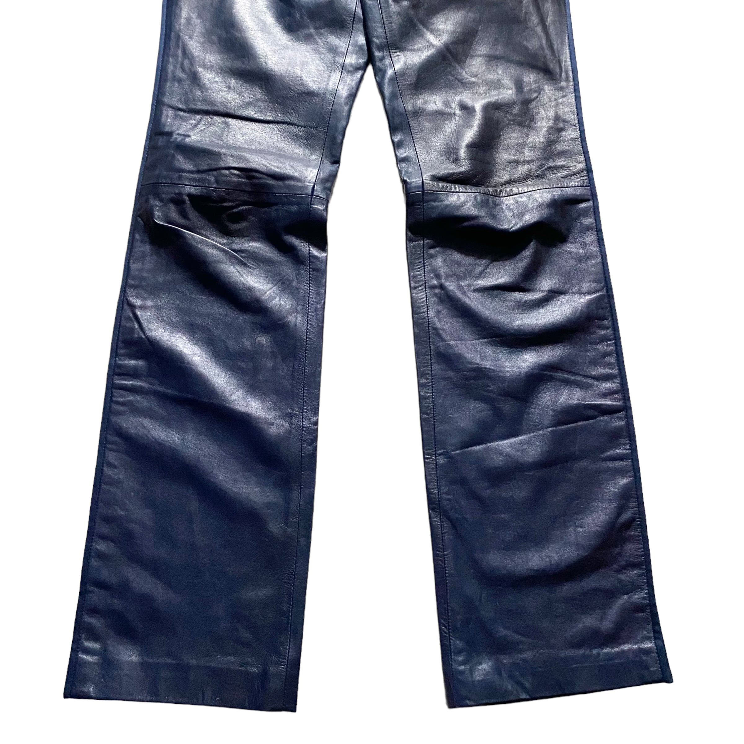 RUFFO 総レザーパンツ vintage RUFFO RESARCH navy lamb leather pants | NOIR ONLINE