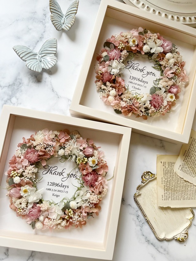 【2枚セット】文字入れ選べるカラー｜Mサイズフォトフレームリース