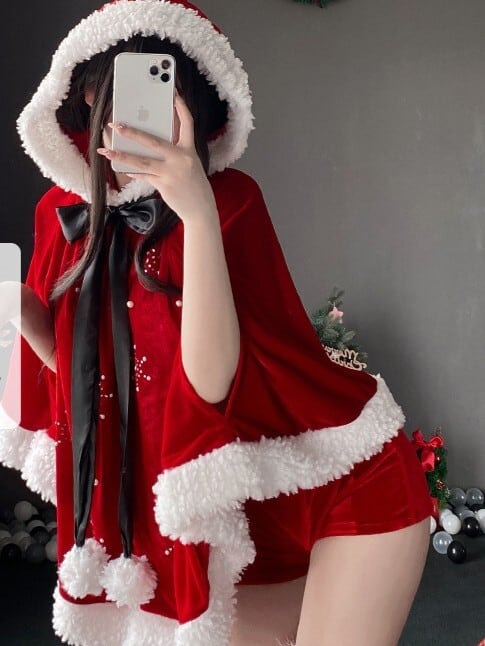 ブラックリボンポンチョサンタV05007