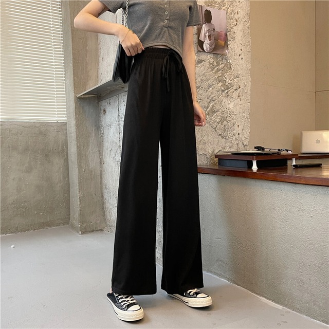 リブパンツ リブデザイン くすみカラー ハイウエスト ワイドレッグパンツ スウェット リラックス パンツ おうちコーデ シンプル カジュアル 韓国 オルチャン 韓国ファッション 新作 春夏 春 夏 Om 597 Musubi Me 韓国 オルチャン レディースファッションのお店