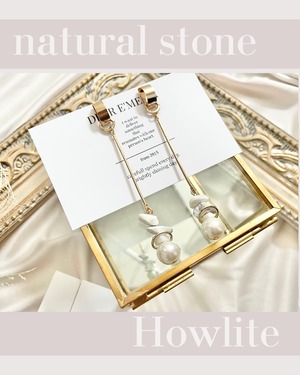 natural stone × gold pierce