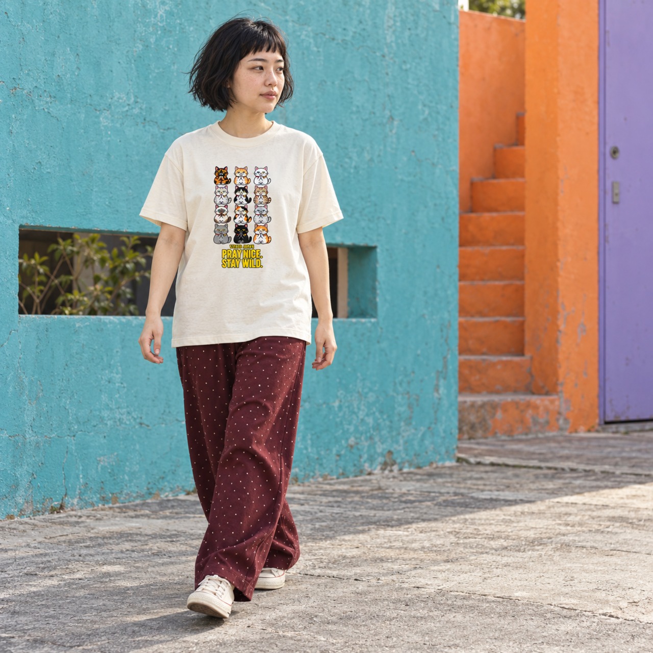 PRAY CATS｜祈る12匹の猫 プリントTシャツ  【CA0019】 - 5