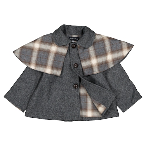 ご予約【MaisonMarelle】送料無料Coat amovible cape SHERLOCK - gray mostly wool5y-8y