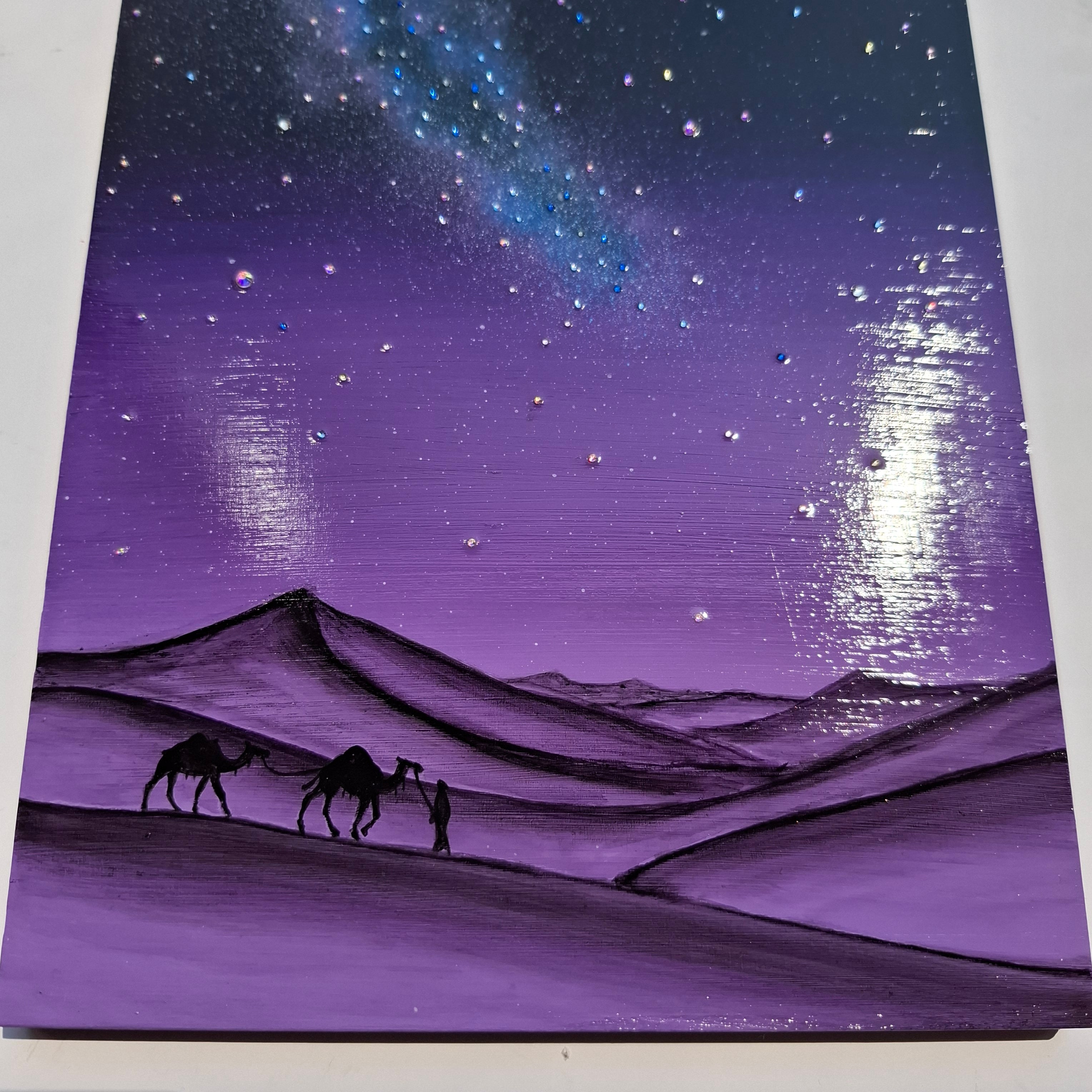 月夜の砂漠(らくだ) | ナイトジュエルアートJaam