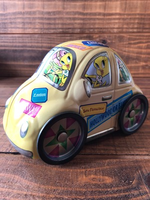 Tweety Can Yellow Car/Looney Tunes トゥイーティー 缶 黄色い車 タイヤ