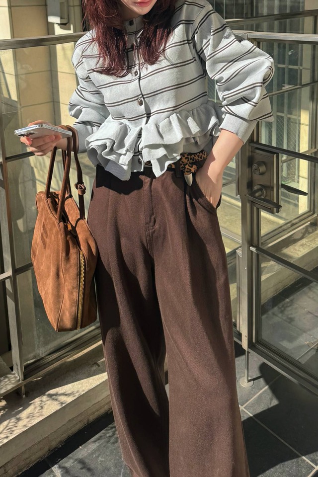 WILLFULLY　hem ruffle frill knit cardigan　ヘムラフルフリルニットカーディガン　Blue