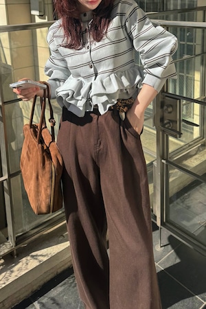 WILLFULLY hem ruffle frill knit cardigan ヘムラフルフリルニットカーディガン Blue