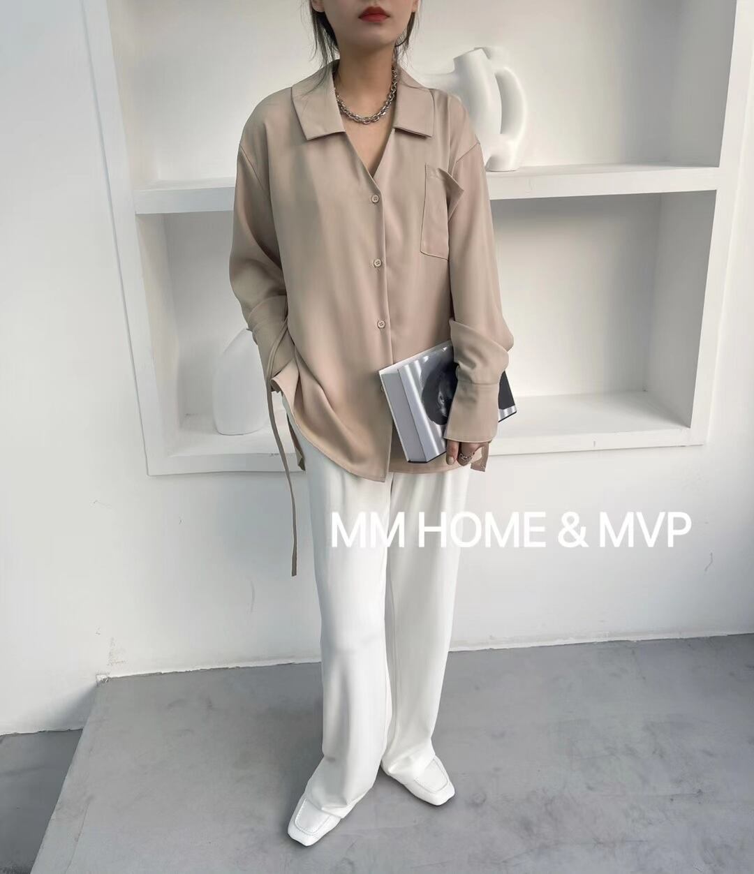 ウエストリボンつき とろみブラウス AJ42441-308