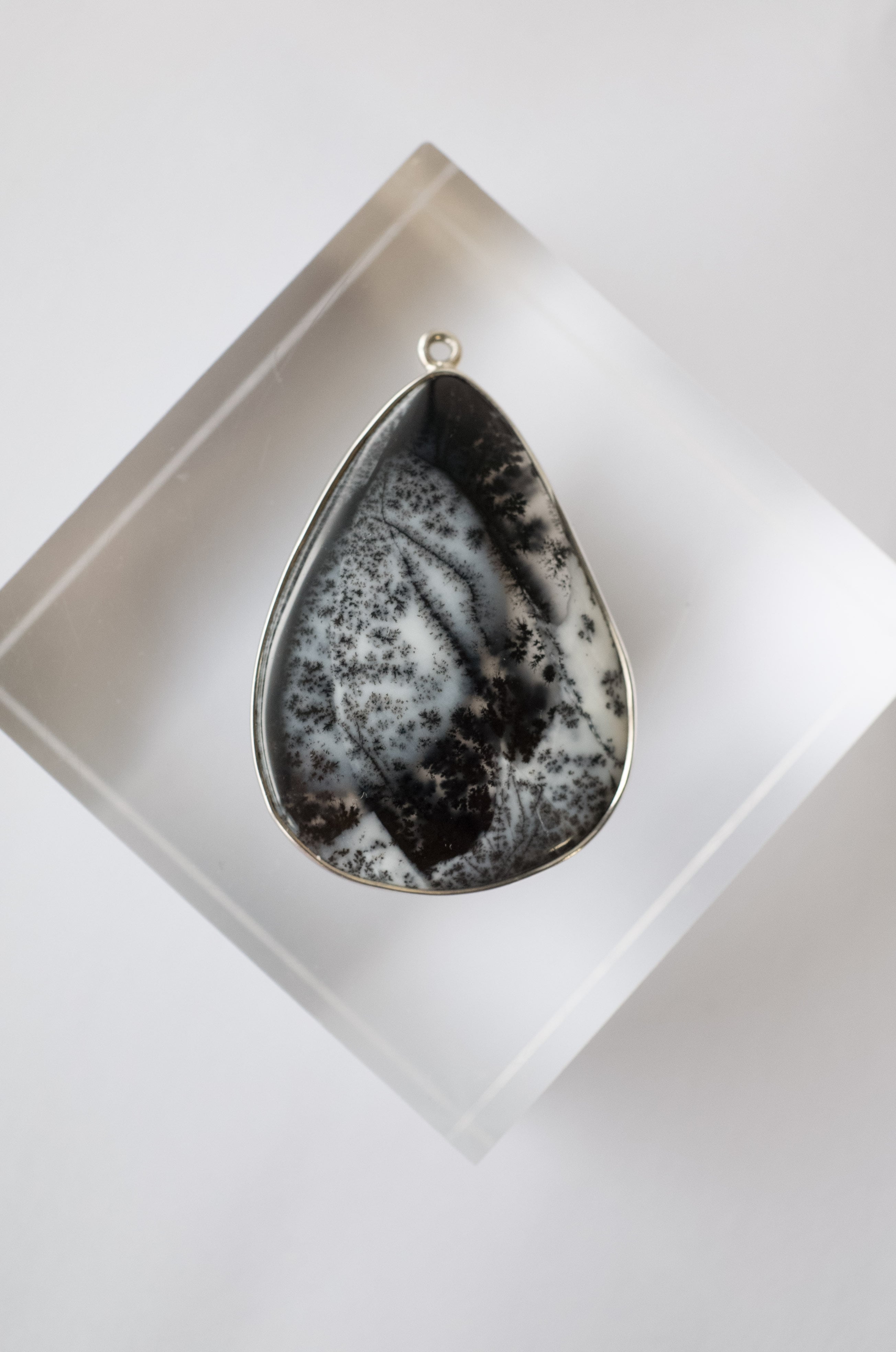 【50cmチェーン付き】Dendritic Opal Pendant  Silver925 - 009