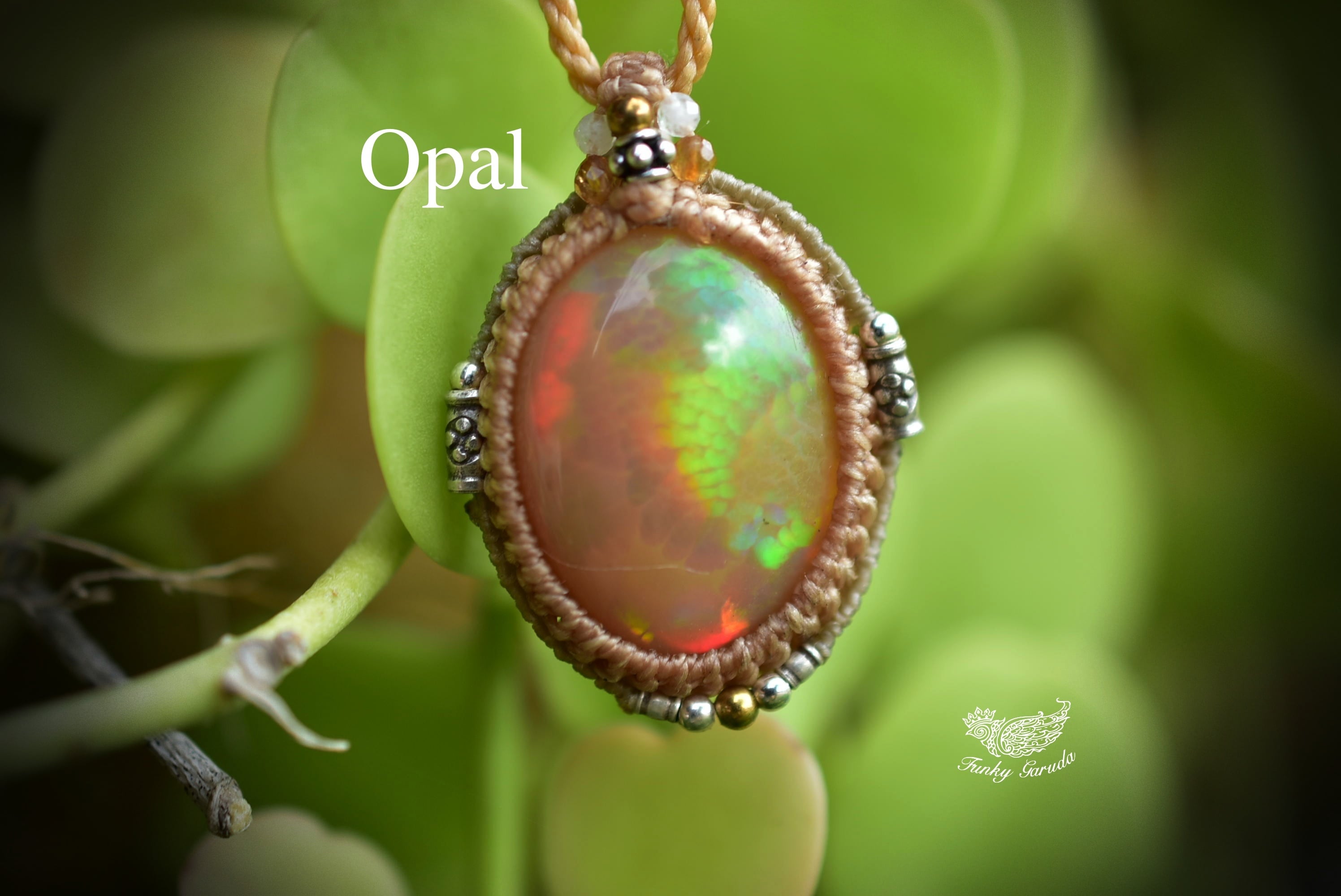 レア★蜂の巣★ハニカムオパール マクラメペンダント424