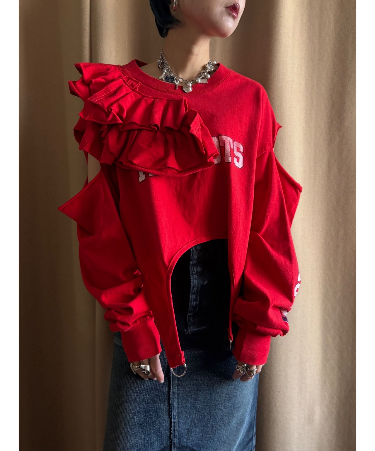 garter belt design frill remake long t shirt-4519-2