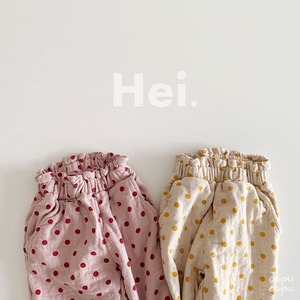 «sold out»«Hei»イエロー　XS(80 サイズ) ドットパンツ 2colors