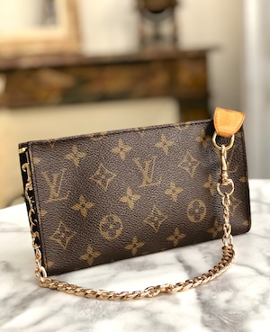 LOUIS VUITTON　ルイ ヴィトン　モノグラム　PVC×レザー　ミニバッグ　ショルダーバッグ　アクセサリーポーチ　ポシェット　ブラウン　vintage　ヴィンテージ　オールド　43dna5