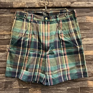RALPH LAUREN 2TUCK MADRAS CHECK SHORTS 1990'S OLD USA製