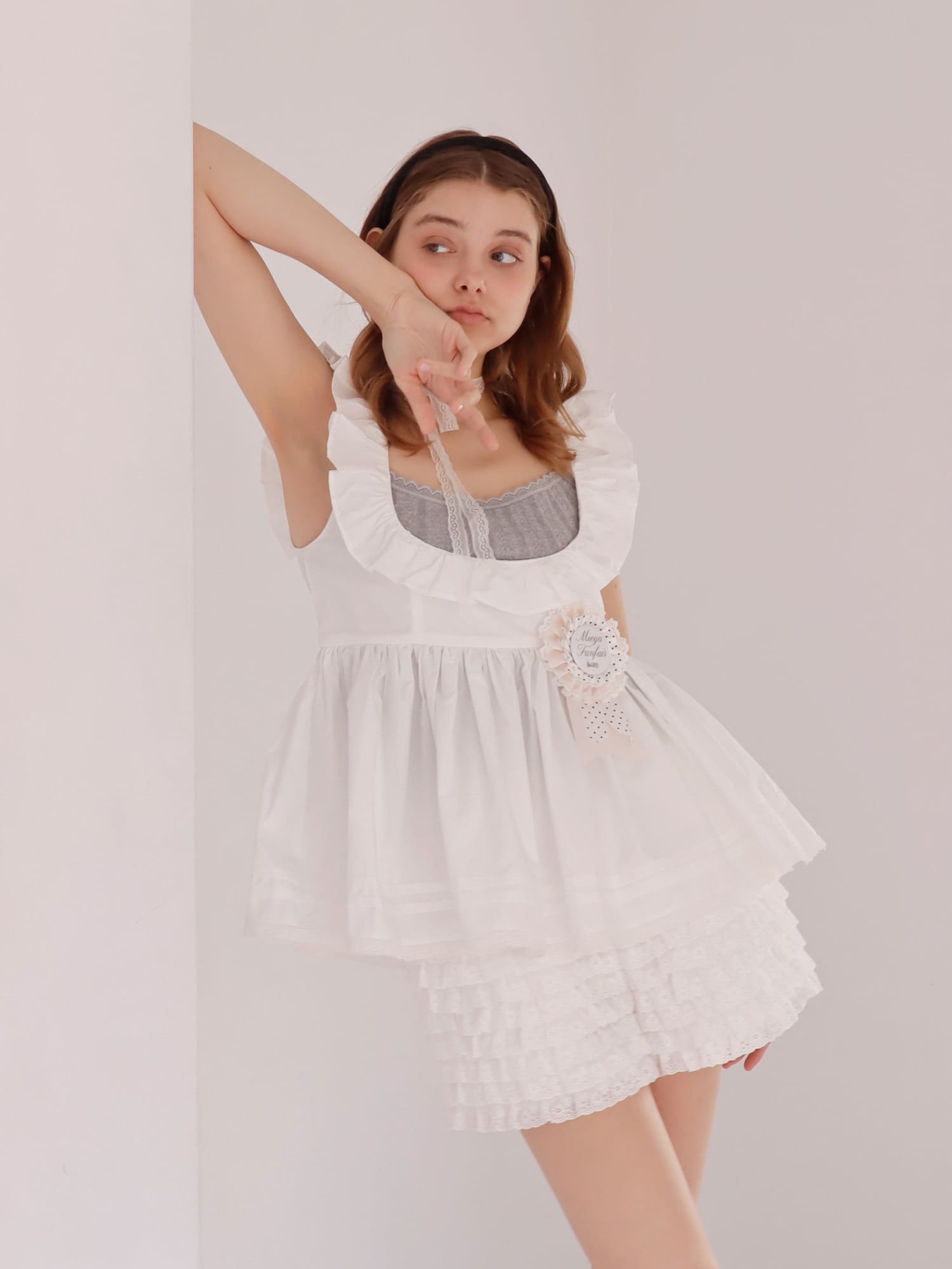 5月上旬発送〉PETIT APLON TOP -WHITE- | mieya mieya