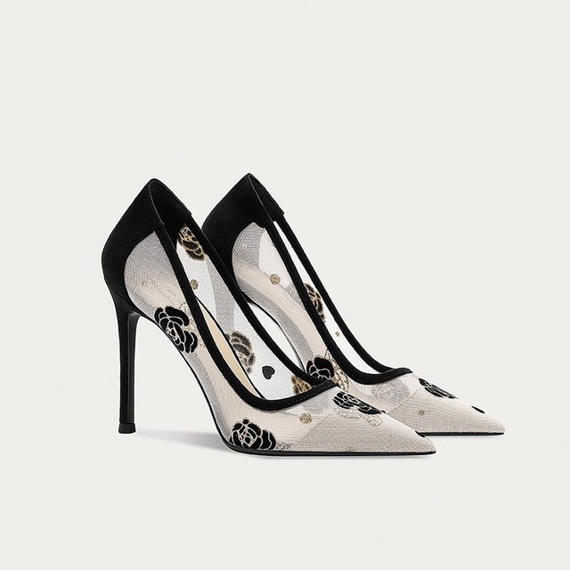 Mesh Flower Motif Pumps(2color)　　V164