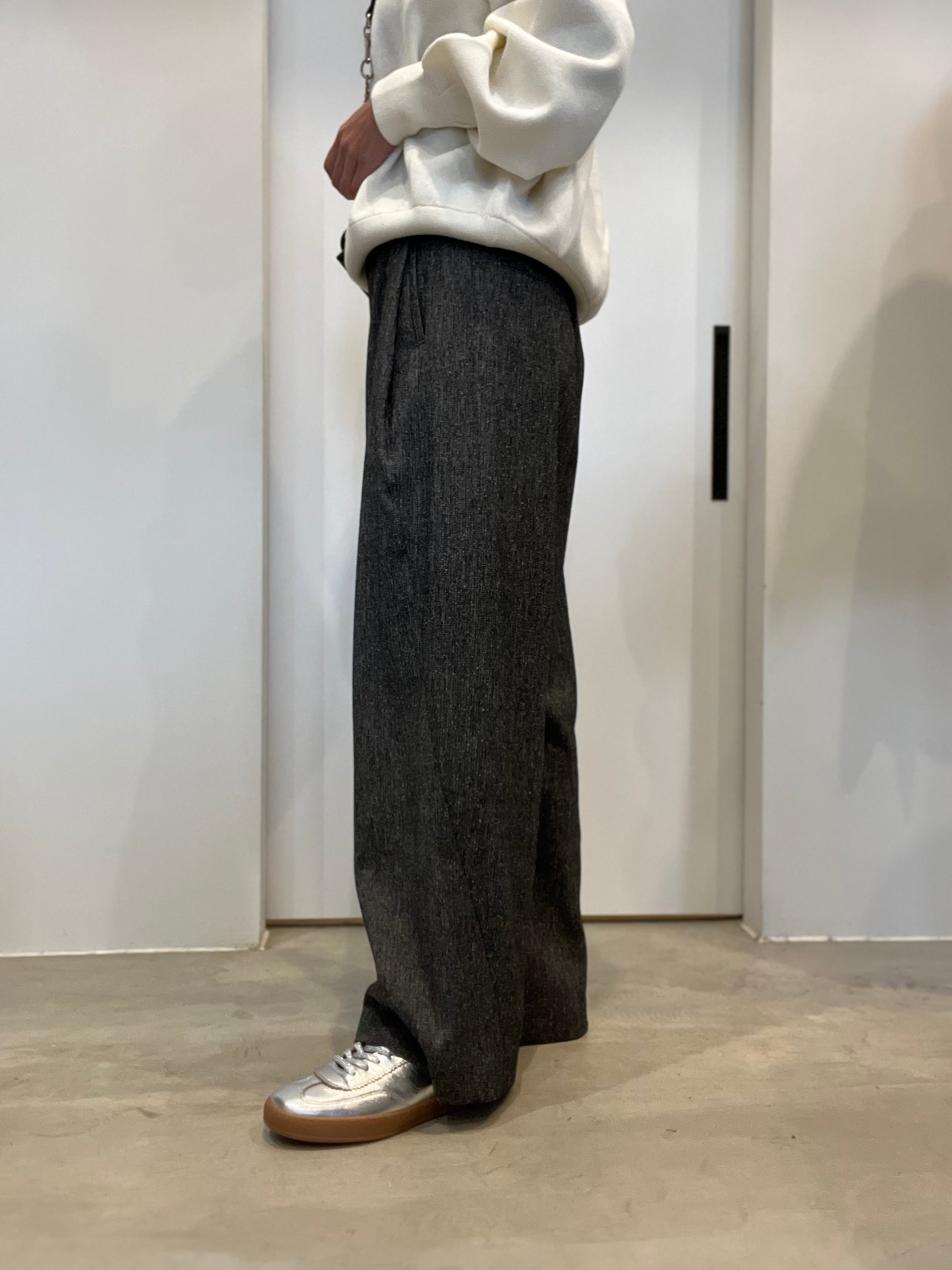 【PASSIONE】セットアップ可　杢ツイード調ツイルタックパンツ　536640