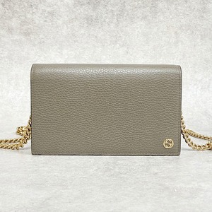 GUCCI グッチ チェーンウォレット レザー グレー ポシェット 4068