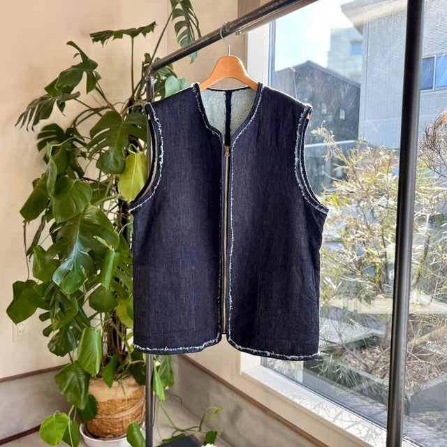 awasa  denim boa reversible vest