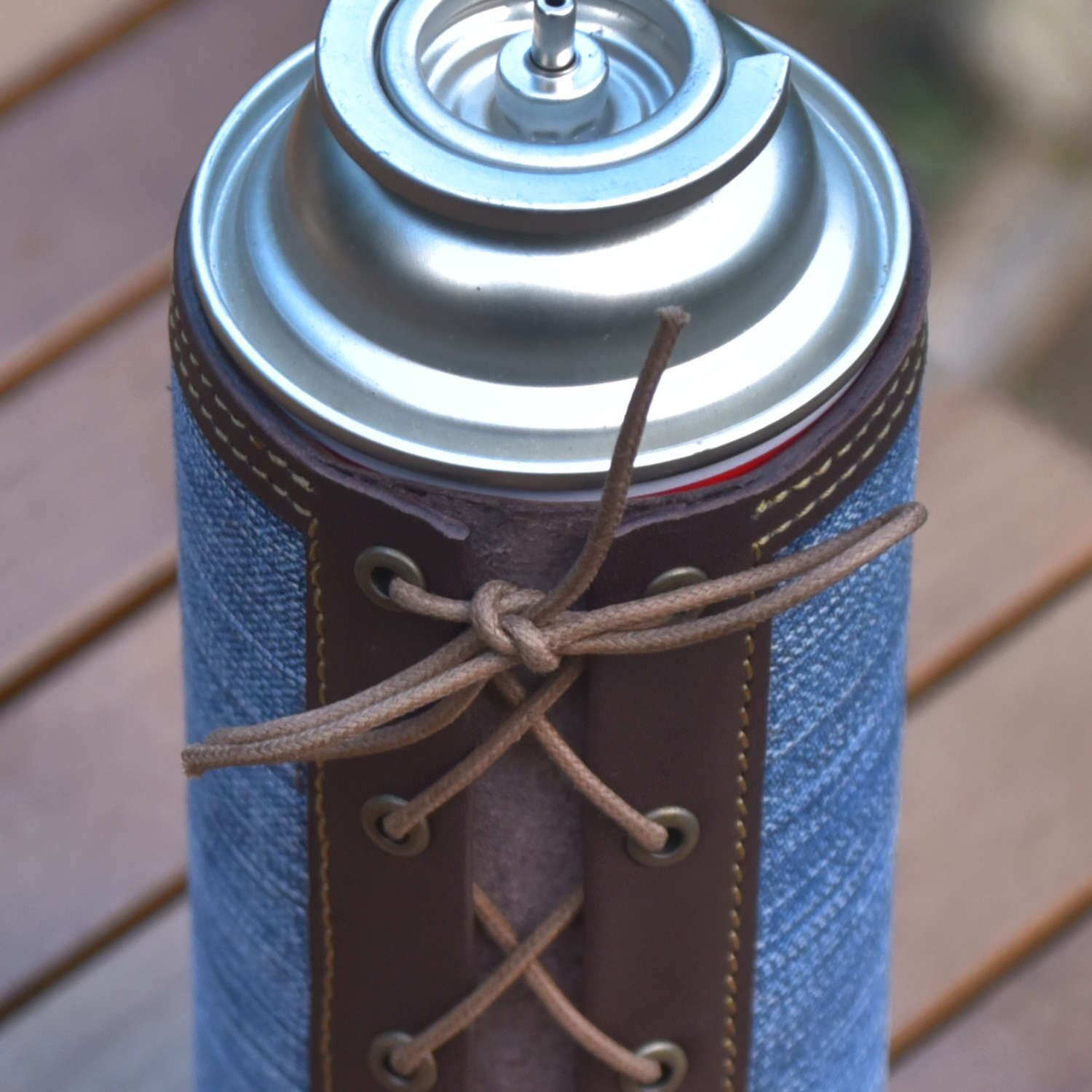 ハンドメイド☘️デニムレザー男前リメイク缶　ピンチ付 ハンドメイド☘️デニムレザー男前リメイク缶 ピンチ付
